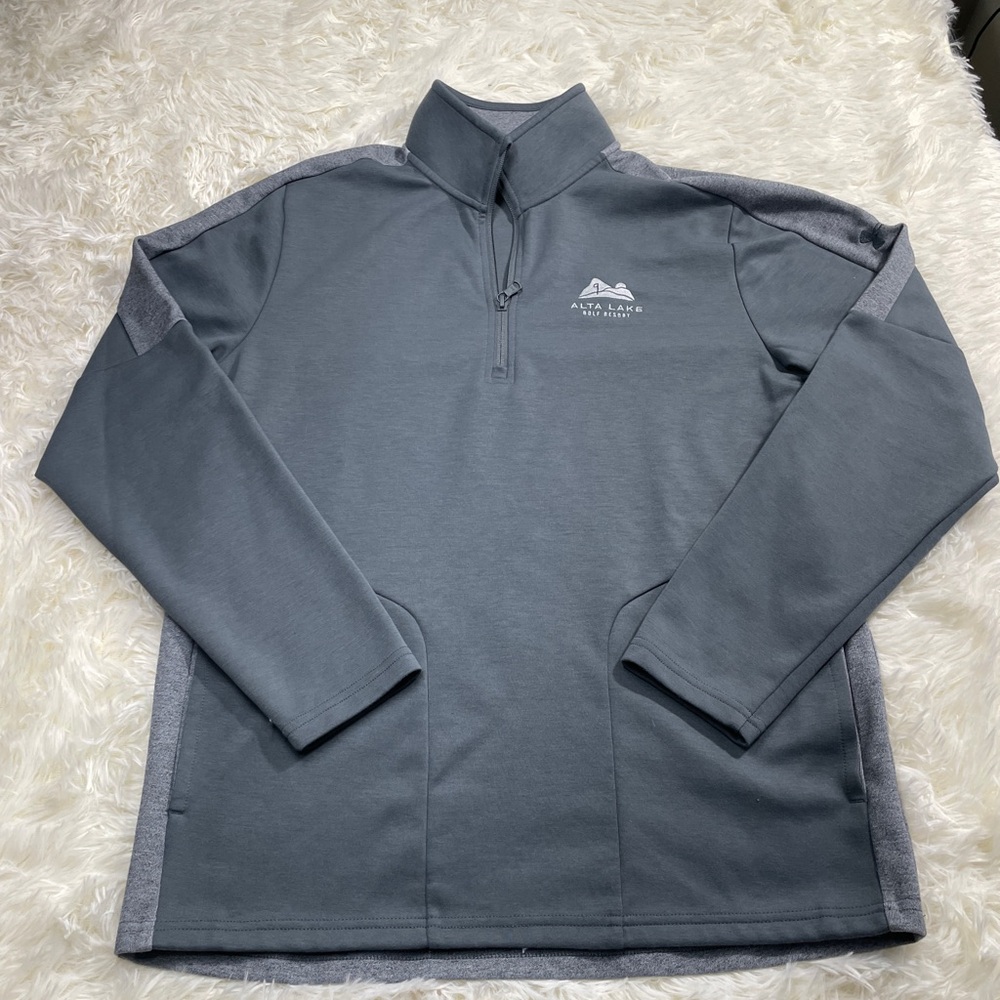 NWOT Under Armour Men’s Gray QuarterZip Sweatshirt Alta Lake Pockets Golf Size M